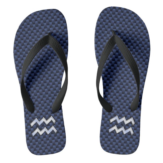 Modernes Aquarius-Zeichen auf der blauen Kohlefase Flip Flops (Fußbett)