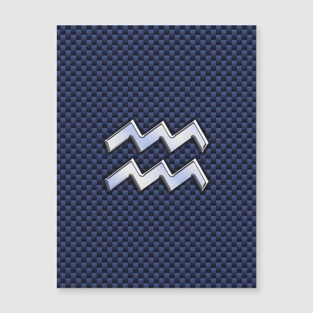 Modernes Aquarius-Zeichen auf der blauen Kohlefase Magnetkarte (Vorderseite)