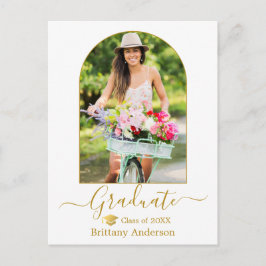 Modernes Arch Calligraphy Foto Gold Cap Abschluss Postkarte