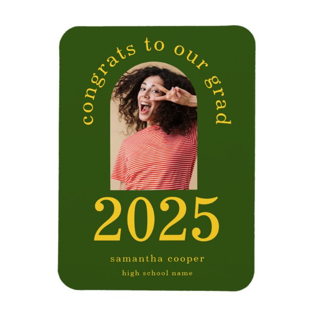 Modernes Arch Foto 2024 Grad Grüne Ankündigung Magnet (Vertikal)