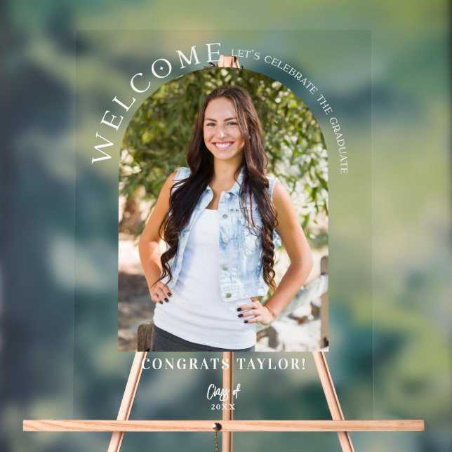Modernes Arch Foto Elegante Graduiertenparty Willk Acrylschild (Neutral)