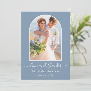Modernes Arch-Foto Frame Dusty Blue Wedding Dankeskarte