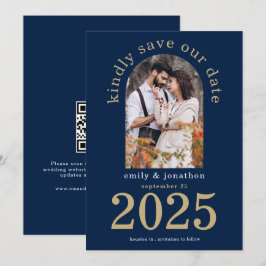 Modernes Arch Foto Hochzeit Navy Blue Save The Date