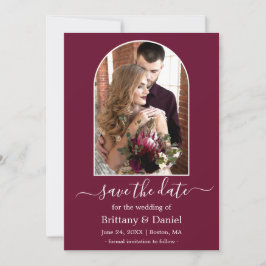 Modernes Arch-Foto-Rahmen Burgundy Save The Date