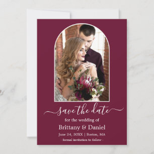 Modernes Arch-Foto-Rahmen Burgundy Save The Date
