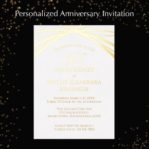 Modernes Arch Golden 50. Hochzeitsszenario-Party Folieneinladung