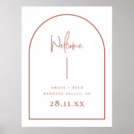 Modernes Arch Terracotta Script Hochzeit Begrüßung Poster