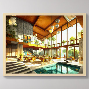 Modernes architektonisches Resort Mitte des Jahrhu Poster