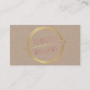 MODERNES ARROW LOGO Goldfolie rustikal handgezeich Visitenkarte