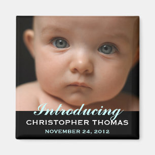 Modernes Art-Baby-Geburts-Mitteilungs-Foto Magnet