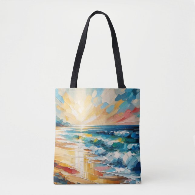 Modernes Art Beach Sunset Ocean Design Tasche (Vorderseite)