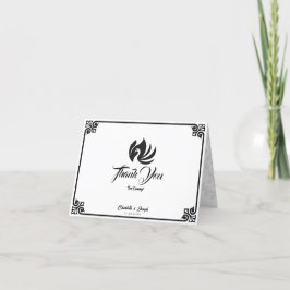 Modernes Art Deco Black Swan Foto Hochzeit Dankeskarte