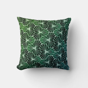 Modernes Art Deco Green White Geometric Muster Kissen