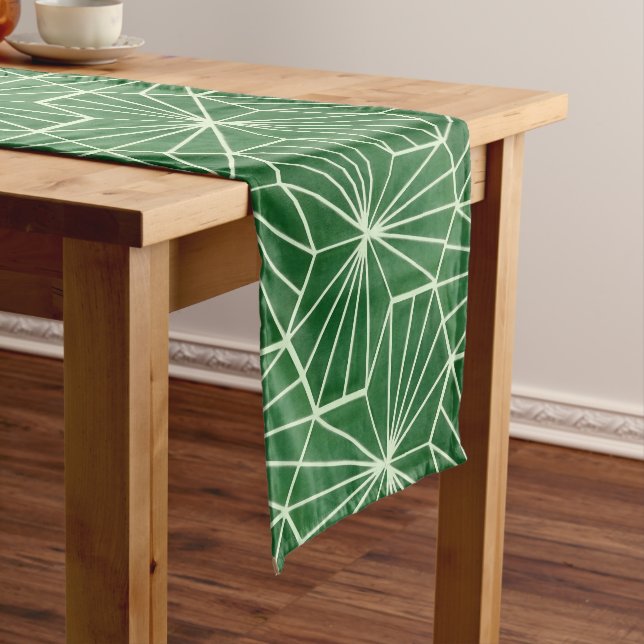 Modernes Art Deco Lime Green Geometrie Muster Kurzer Tischläufer (Beispiel)