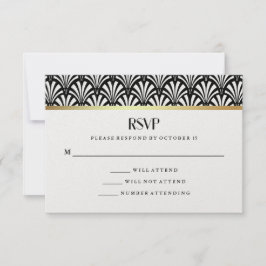 Modernes Art Deco | RSVP für Schwarze und Weiße Ho Karte