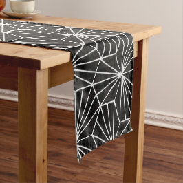 Modernes Art Deco Schwarz-weiß geometrisches Muste Kurzer Tischläufer