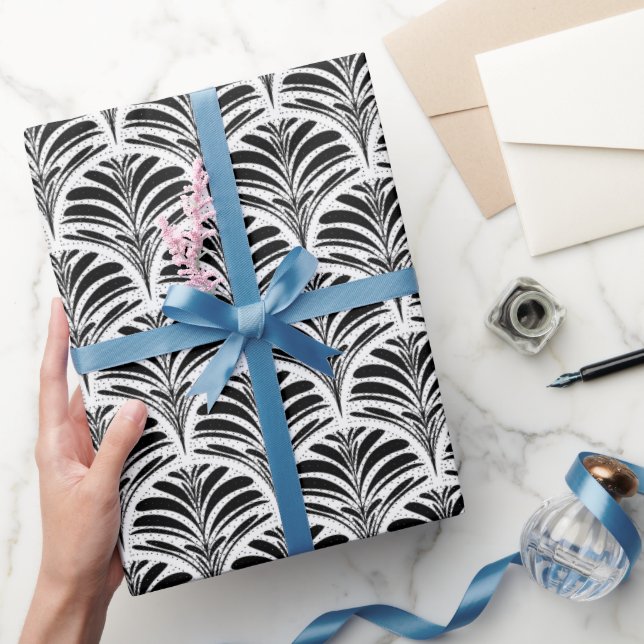 Modernes Art Deco Schwarz-Weiß-Muster Geschenkpapier (Schenken)