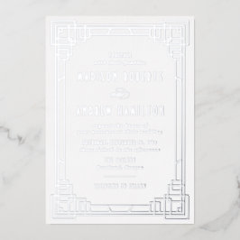 Modernes Art Deco Wedding Silver Folieneinladung