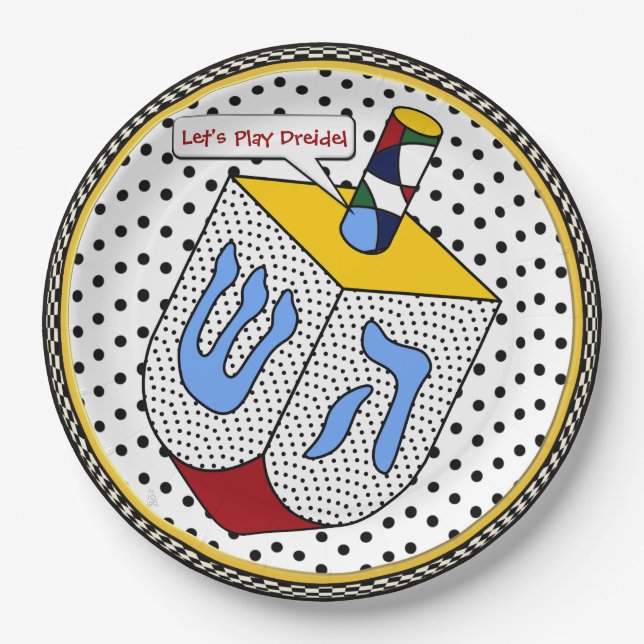 Modernes Art Dreidel Gone Dotty (Personalisiert) Pappteller (Vorderseite)