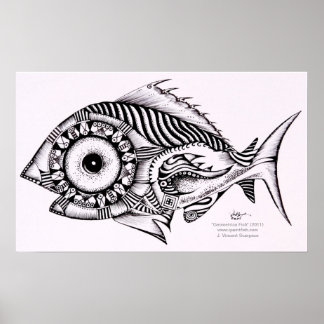 Modernes Art Fish Poster / Design, Geometrien von