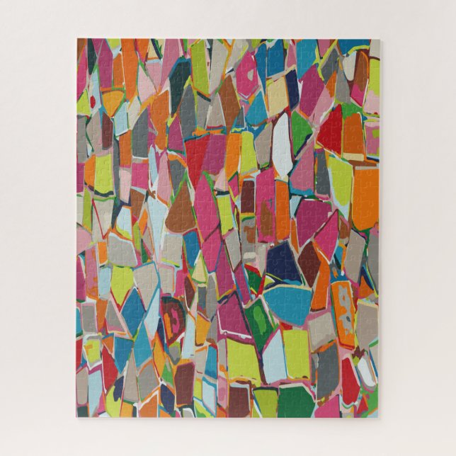 Modernes Art Geometric Deko Mehrfarbiges Jigsaw Pu (Vertikal)