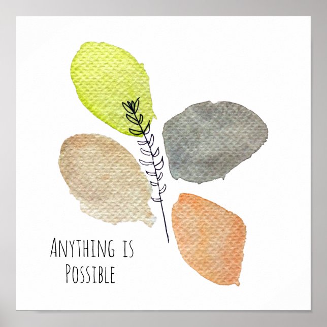 Modernes ästhetisches Wasserfarbenblatt Poster (Vorne)