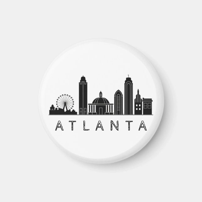 Modernes Atlanta Georgia Stilisierte Skyline Magnet (Vorne)