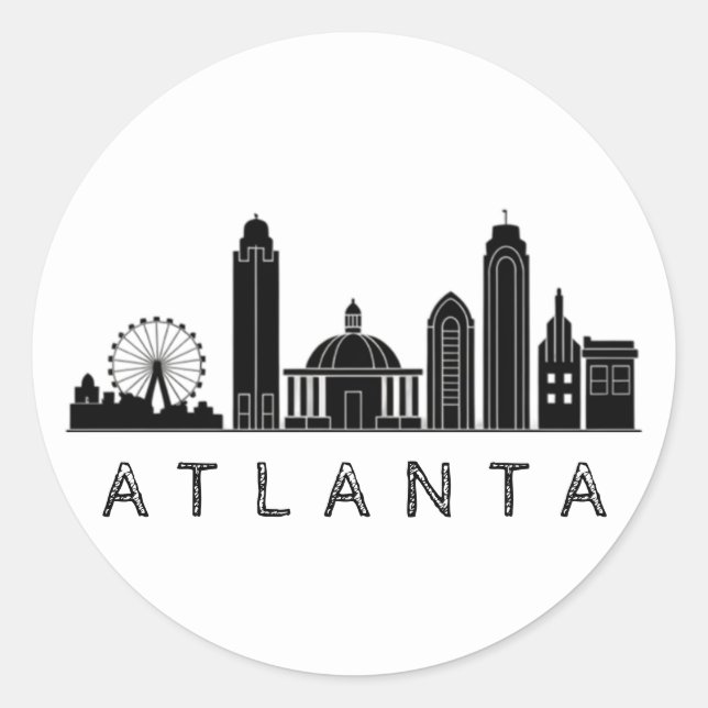 Modernes Atlanta Georgia Stilisierte Skyline Runder Aufkleber (Vorderseite)