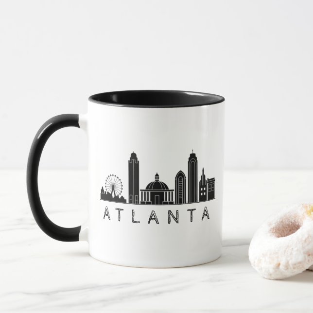 Modernes Atlanta Georgia Stilisierte Skyline Tasse (Mit Donut)