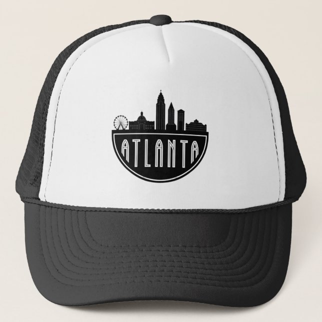 Modernes Atlanta Georgia Stilisierte Skyline Truckerkappe (Vorderseite)