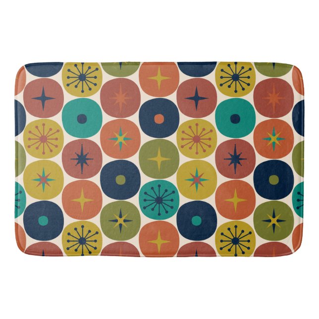 Modernes AtomFuture Retro-Muster Mitte des Jahrhun Badematte (Vorderseite)