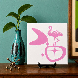 Modernes Atomretro aus dem Mittelalter rosa Flamin Fliese