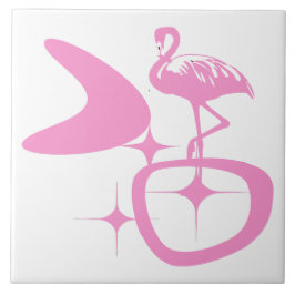 Modernes Atomretro aus dem Mittelalter rosa Flamin Fliese
