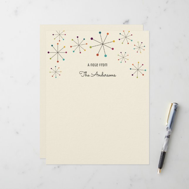 Modernes Atomzeitalter Retro Letterhead aus dem Mi (Vorderseite/Rückseite Beispiel)