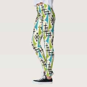 Modernes Atomzeitmuster Mitte des Jahrhunderts Leggings