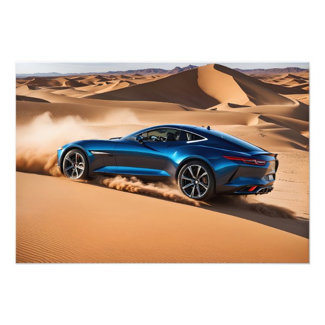 Modernes Auto in der Wüste Fotodruck (Vorne)