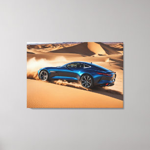Modernes Auto in der Wüste Leinwanddruck