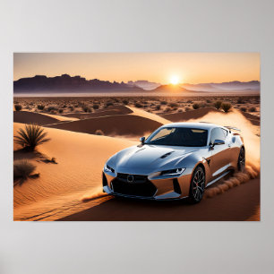 Modernes Auto in der Wüste Poster