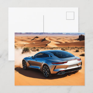 Modernes Auto in der Wüste Postkarte