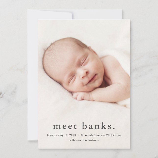 Modernes Baby 3 Foto Birth Ankündigung (Vorderseite)