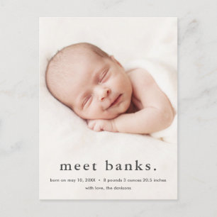 Modernes Baby 3 Foto Birth Ankündigungspostkarte