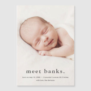 Modernes Baby 3 Foto Geburtserklärung Magneteinladung