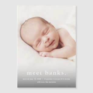 Modernes Baby 3 Foto Geburtserklärung Magneteinladung