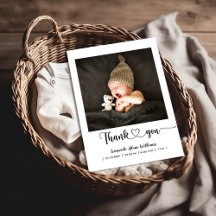 Modernes Baby Birth Ankündigung Foto Vielen Dank