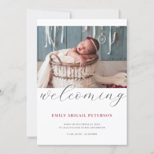 Modernes Baby Birth Foto Einfach Willkommen Ankündigung