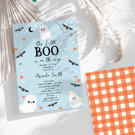 Modernes Baby Blue Halloween Little Boo Baby Dusch Einladung
