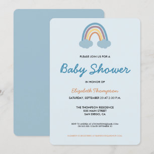 Modernes Baby Blue Rainbow Baby Dusche Einladung