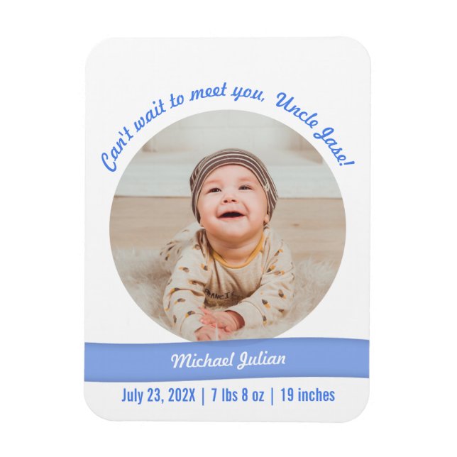 Modernes Baby Boy Foto Geburtsankündigung Onkel Magnet (Vertikal)