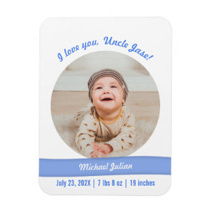 Modernes Baby Boy Foto Geburtsankündigung Onkel Magnet