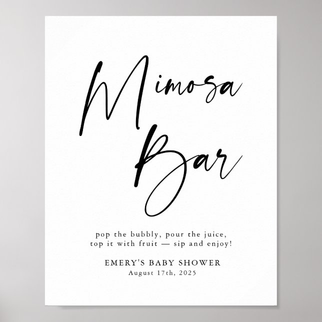 Modernes Baby Duschbad Mimosa Bar Sign Poster (Vorne)